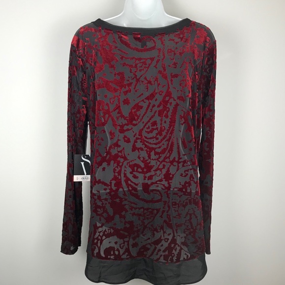 Vera Wang black and red see thru top - Picture 2 of 5